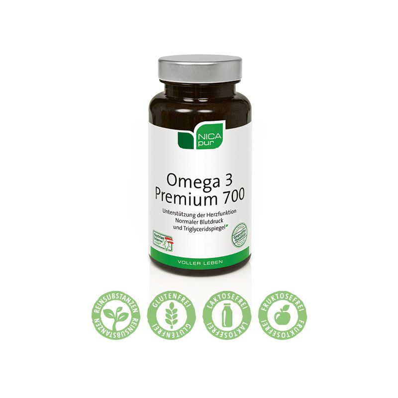 Omega 3 Premium 700 | Hochkonzentriertes Fischöl zur Erhaltung gesunder Herzfunktion | Unterstützt bei erhöhte n Blutfettwerten