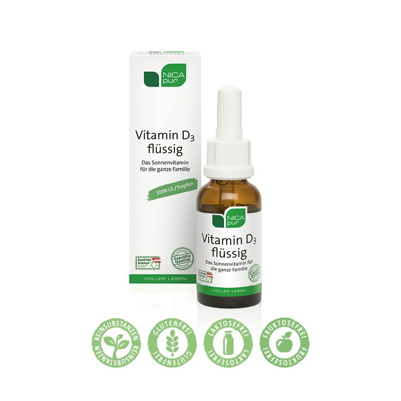 NICApur Vitamin D3 flüssig | 1.000 IE pro Tropfen - praktisch in flüssiger Form zur Unterstützung des Immunsystems