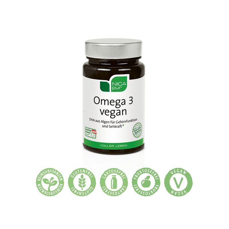 NICApur Omega 3 vegan - 30 Kapseln - Öl aus der Mikroalge
