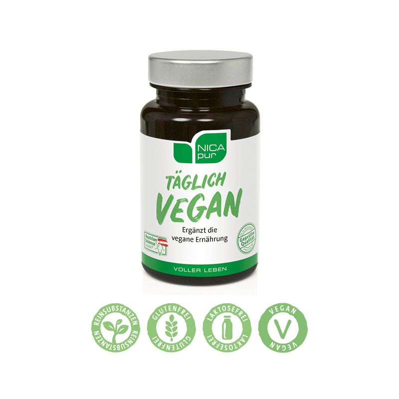 NICApur Täglich Vegan | Vitamine für Veganer & Vegetarier I mit Eisen, Vitamin B12, Vitamin C und Vitamin D3