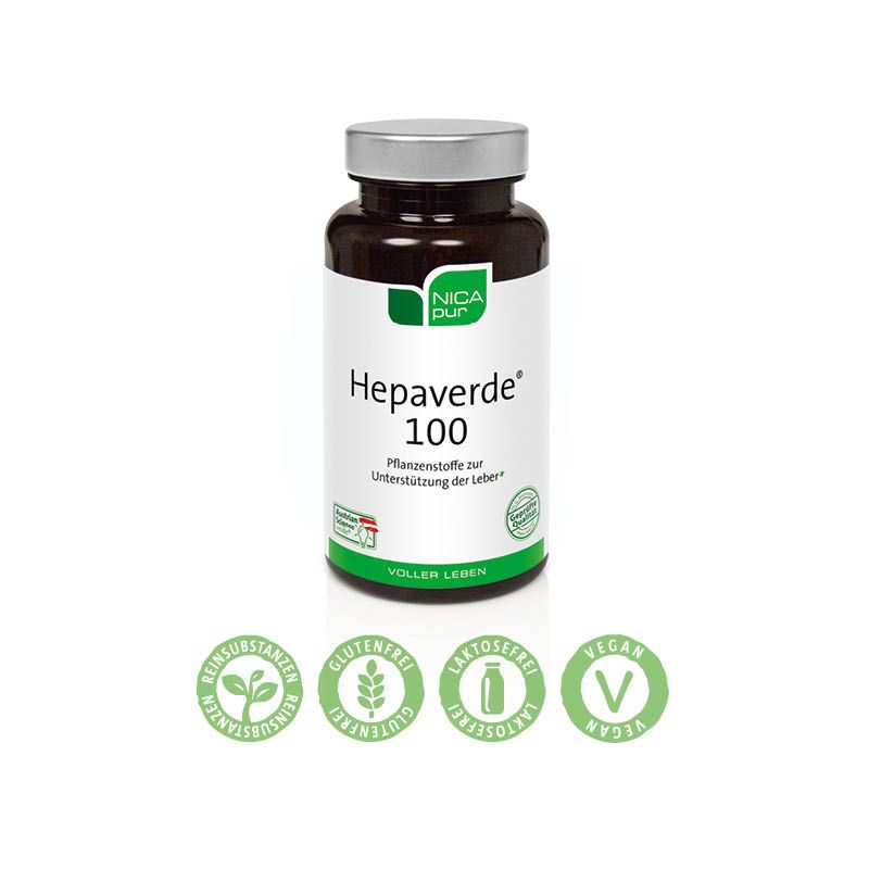 NICApur Hepaverde® 100 | Pflanzliche Kapseln zur Unterstützung der Leber & Galle Funktionen | Mit Mariendistel, Artischocke & Lecithin
