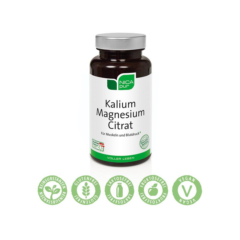 NICApur Kalium Magnesium Citrat - 60 Kapseln -  Muskeln und Blutdruck