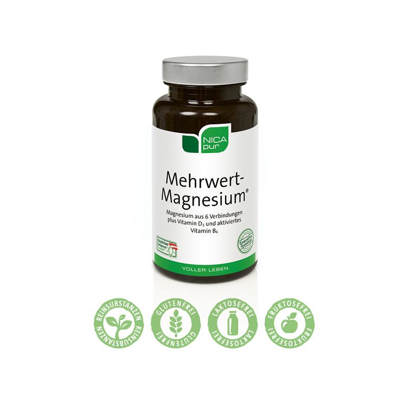 NICApur Mehrwert-Magnesium® | 6 Magnesium-Verbindungen mit unterschiedlichen Löslichkeitsprofilen | Alleskönner Magnesium