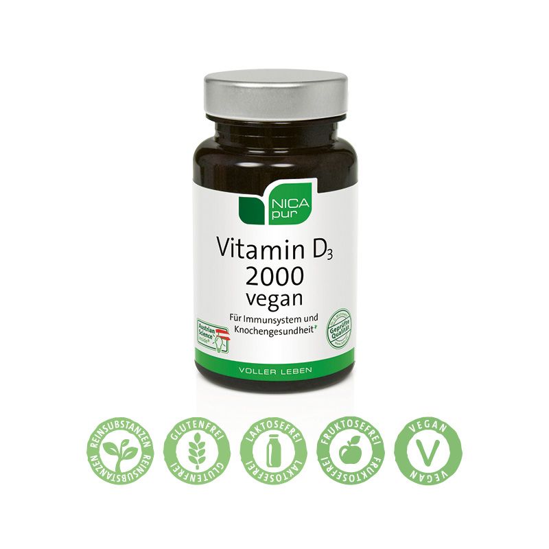 NICApur Vitamin D3 2000 vegan - Pflanzliches Vitamin D3 für dein Immunsystem